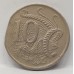 AUSTRALIA 1974 . TEN 10 CENTS COIN . ERROR . CLIPPED BITTEN PLANCHET